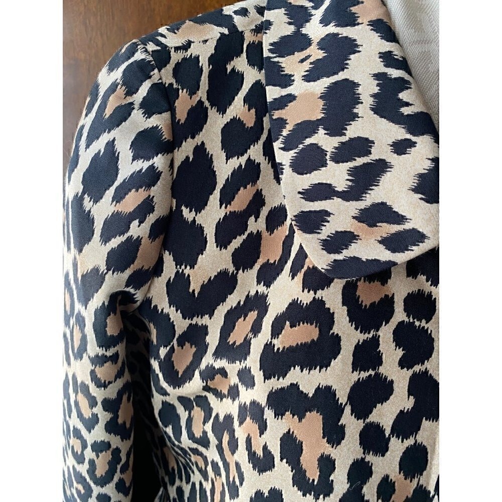 kate spade leopard print top coat Sz 2 animal cotton silk day disco franny - Picture 14 of 17